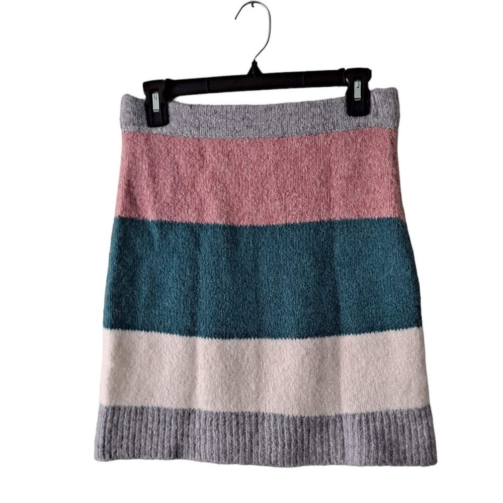 Lou & Grey Green, Pink & beige Mini Elastic Waist Knit Sweater Skirt - Size XS